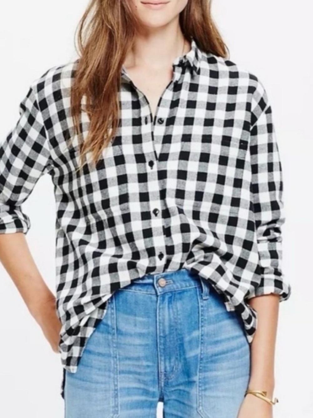 Madewell Black and White Buffalo Check Shirt